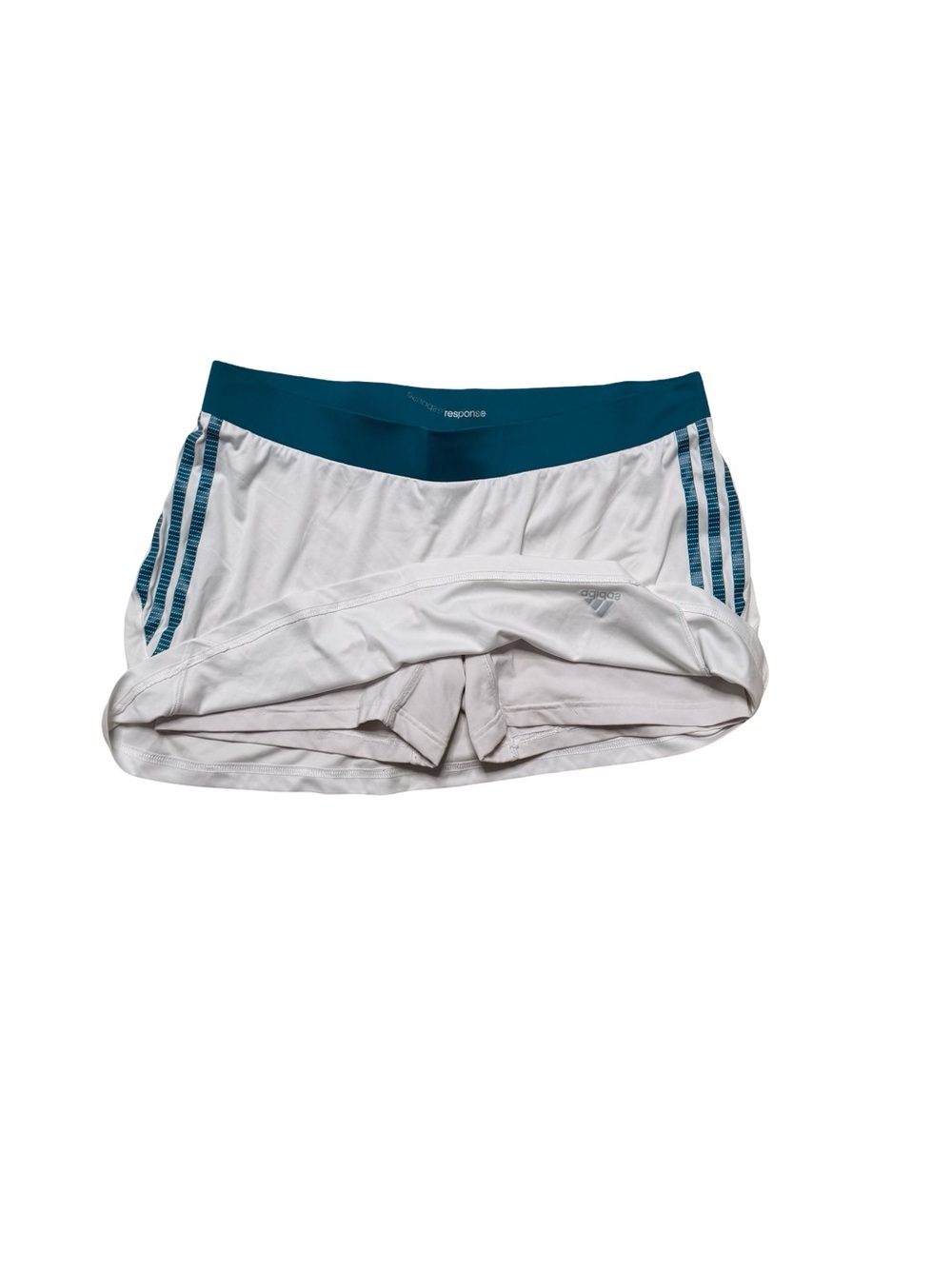Adidas Response Climalite Tennis Pickleball Skort White Teal 3-Stripe Sz L - Picture 3 of 5